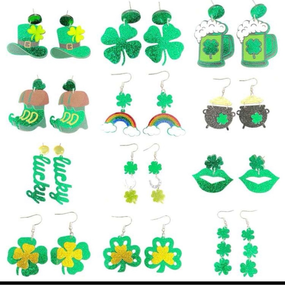 “Buy Now” price for one pair of St Patrick’s Day earrings Your choice